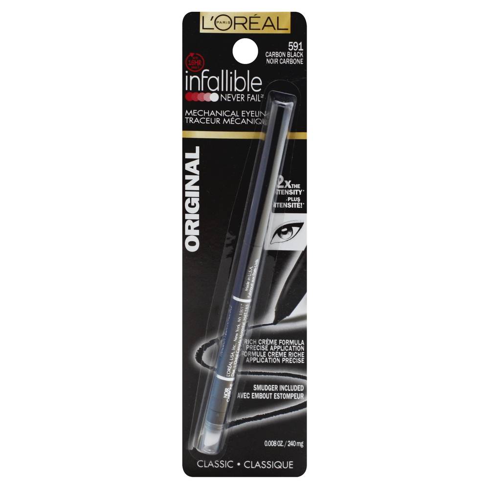 L'Oréal 591 Carbon Black Infallible Never Fail Eyeliner (0.1 oz)