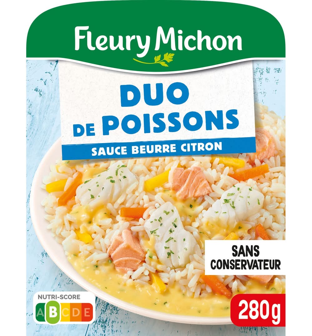 Fleury Michon - Plat cuisiné de duo de poissons et riz, sauce beurre citron (280g)