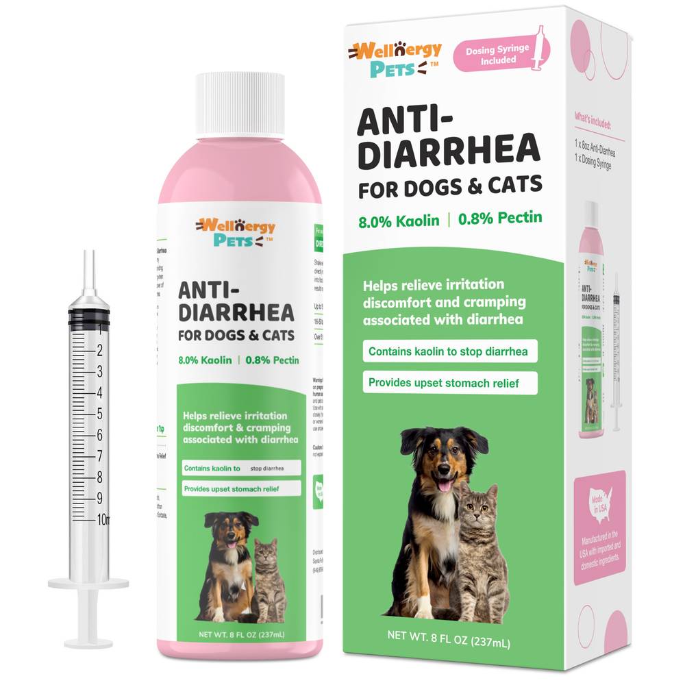 Wellnergy Pets Anti-Diarrhea For Dogs and Cats With Syringe (8 fl oz)