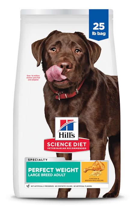 Hill's Science Diet Adult Perfect Weight Chicken Recipe Large Breed Dry Dog Food, 25 lbs.