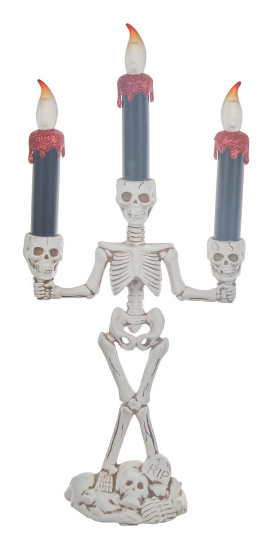 Halloween Light Up Dripping Candle Skeleton Candelabra