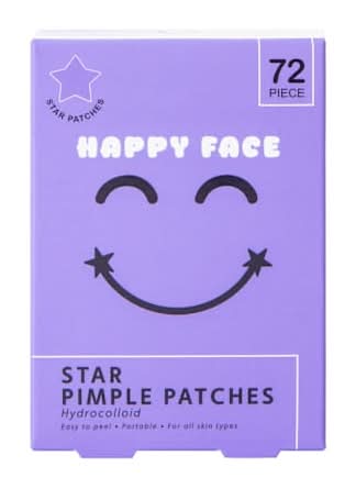 Happy Face Star Pimple Patches 72-Count Purple