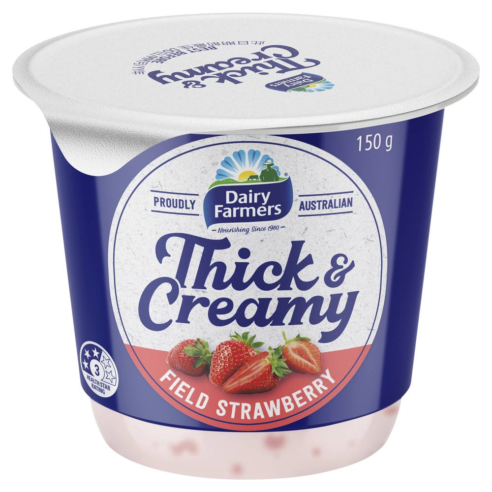 Dairy Farmers Thick & Creamy Yoghurt, Strawberry (150g)