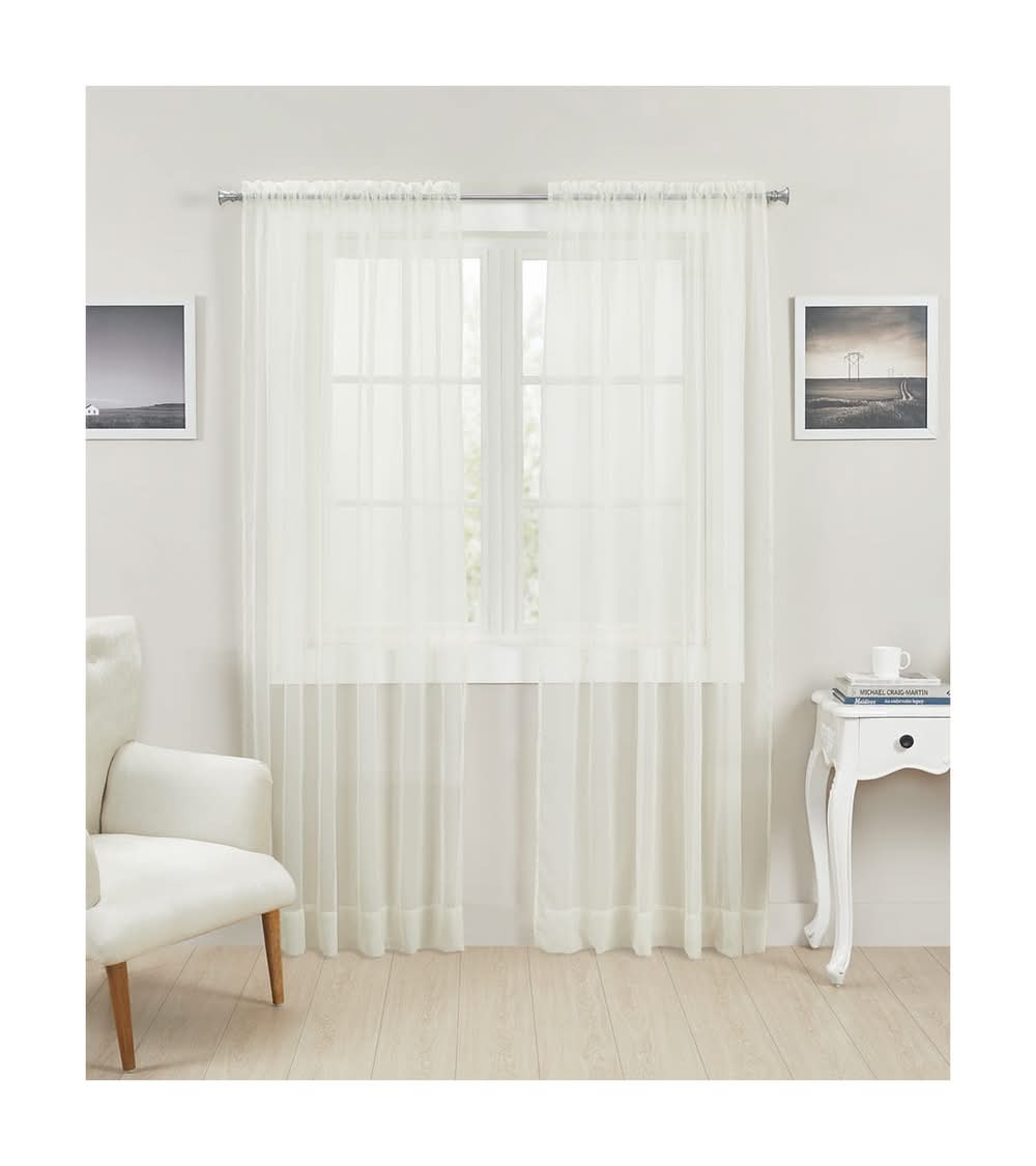 Comfort Bay O'Hara Sheer Ivory Rod Pocket Panel 60" X 84"