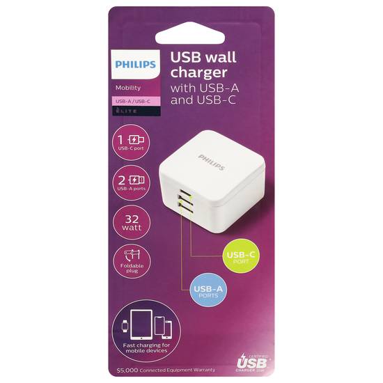 Philips Dual Mobility Usb-A Usb-C Wall Charger