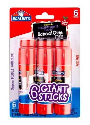 Elmer's Giant Purple School Glue Stick (4.6 oz, 6 ct)