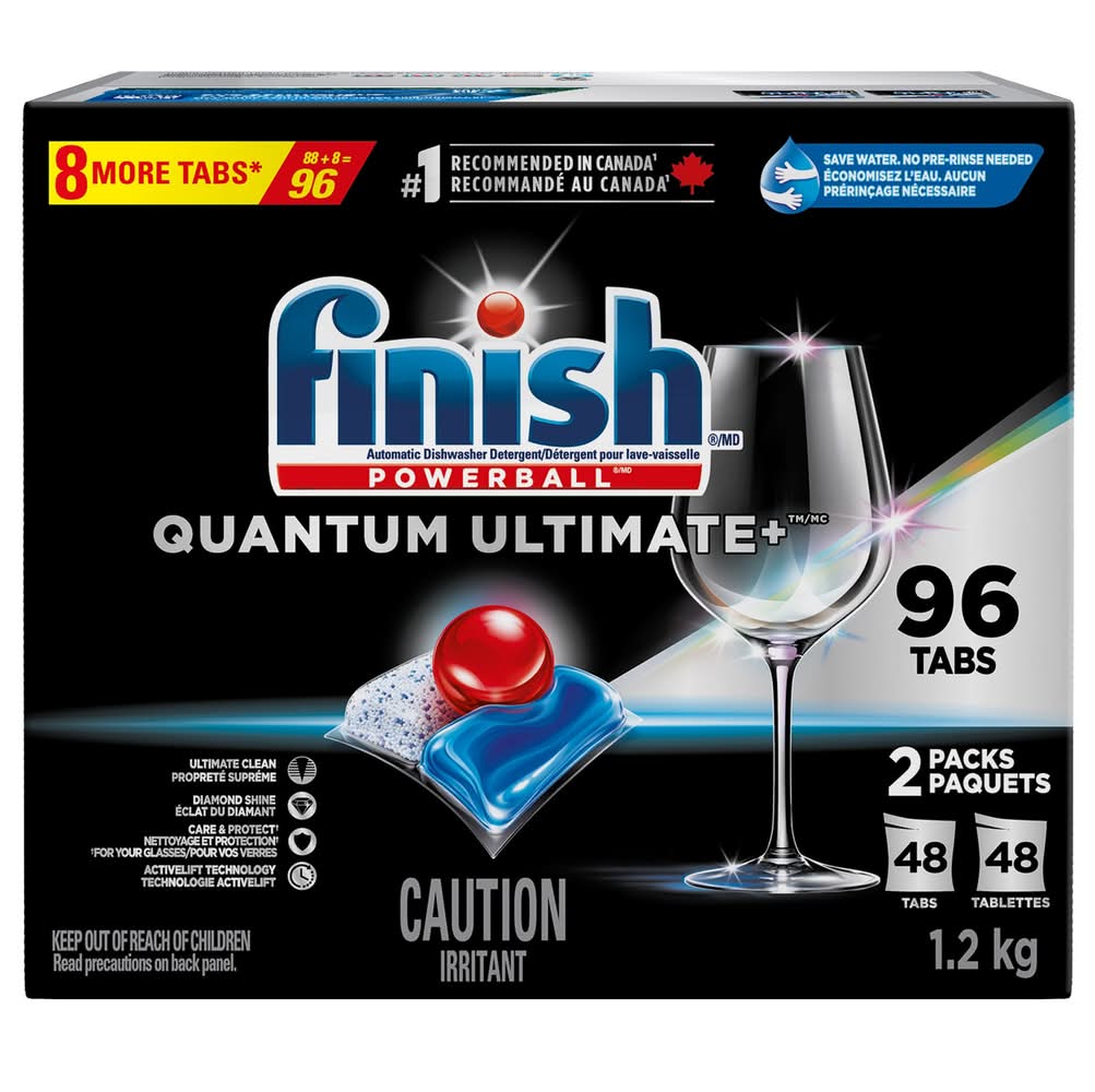 Finish Quantum Ultimate Plus- Détergent Pour Lave-Vaisselle, Paquet De 96 Tablettes / Finish Quantum Ultimate Plus Dishwasher Detergent, Pack Of 96 Tablets