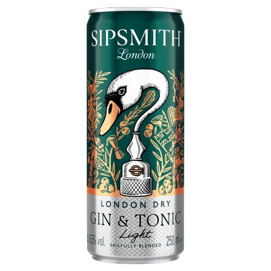 Sipsmith London Dry Light Gin & Tonic (12 pack, 250 ml)