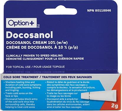 Option+ Docosanol 10% Cold Sore Treatment Cream (2 g)