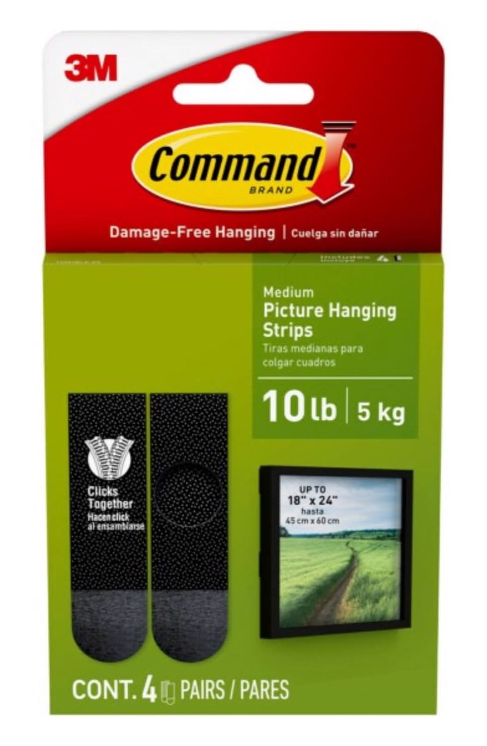 3M Command Black Large Picture Hanging Strips 15 Lb 4 Pk