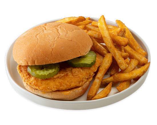 Krispy Chicken Sandwich with Soda and Fries