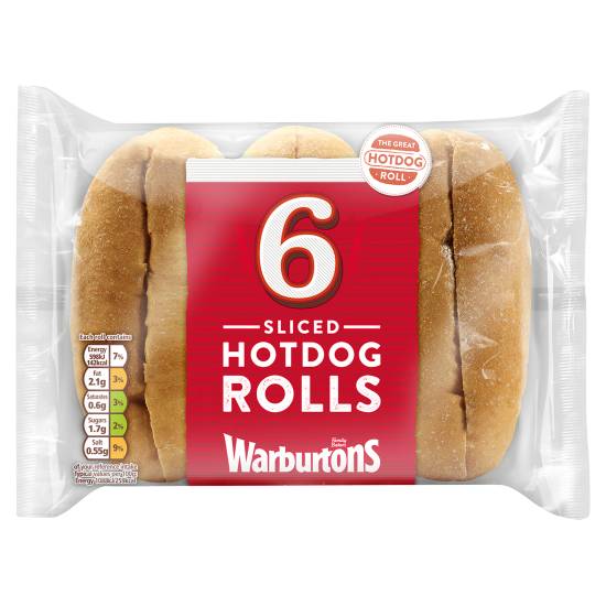 Warburtons Sliced Hotdog Rolls (6 ct)