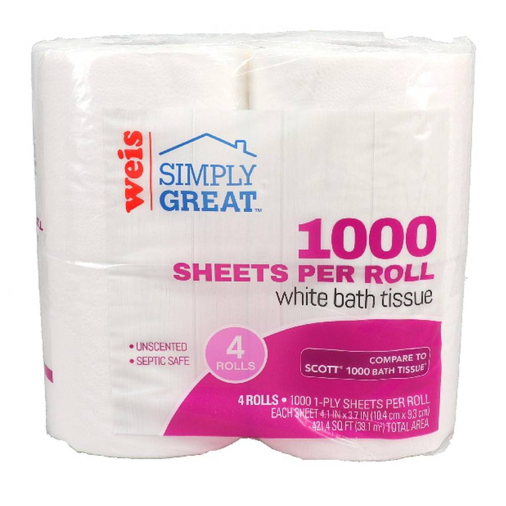 Weis Simply Great Bathroom Tissue, 4.1''*3.7'' (4 ct)