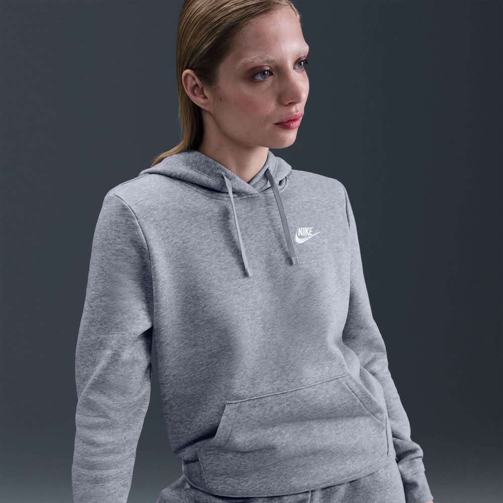 nike sportswear club fleece pullover hoodie grey