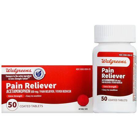 Walgreens Pain Reliever Extra Strength Acetaminophen 500mg Coated Tablets