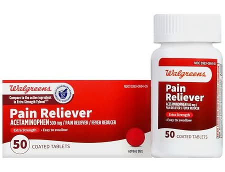 Walgreens Pain Reliever Extra Strength Acetaminophen 500mg Coated Tablets