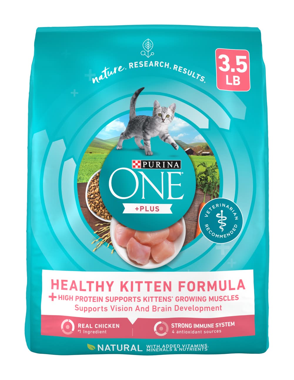 Purina One Plus Healthy Kitten Formula Dry Cat Food, Real Chicken (3.5 lbs)