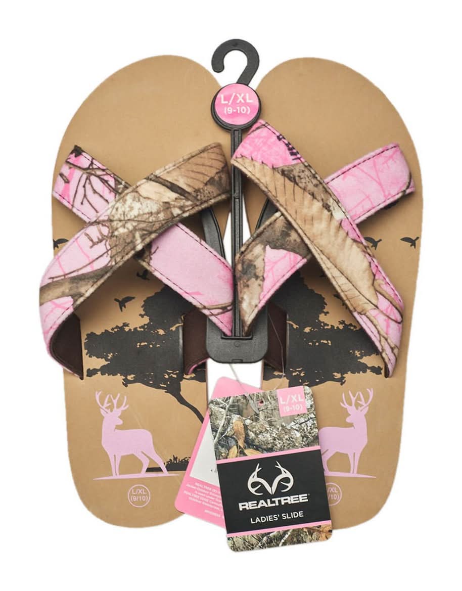 Realtree Ladies' Slide Sandal L/Xl (9-10) Pink Camo