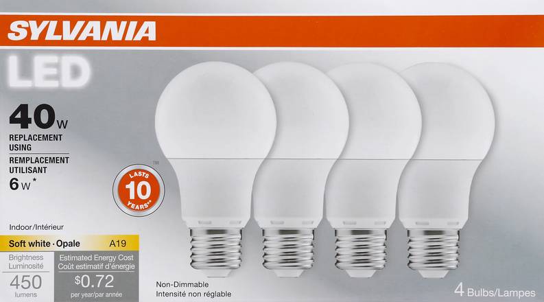 Sylvania Soft White Led Light Bulbs 40w (4 ct)
