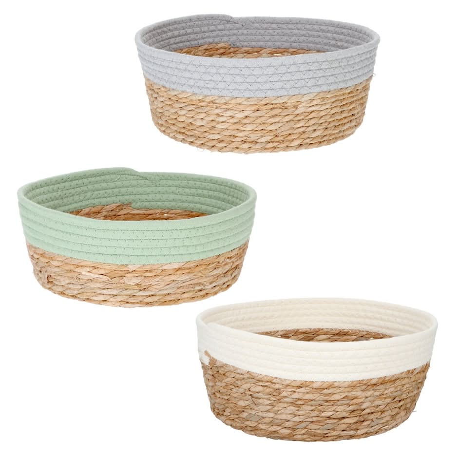 Woven Straw Round Baskets, 11.8x11.8 in, Assorted (3 ct)