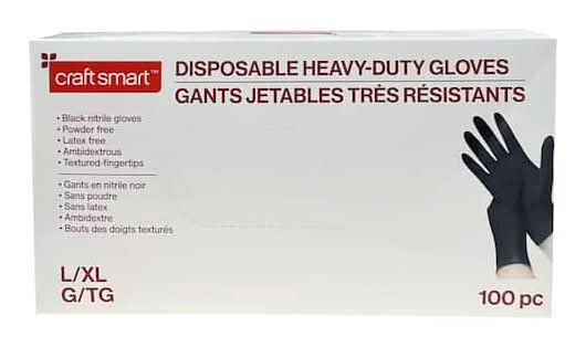 Craft Smart Disposable Heavy Duty Nitrile Gloves, L-XL, Black (100 ct)