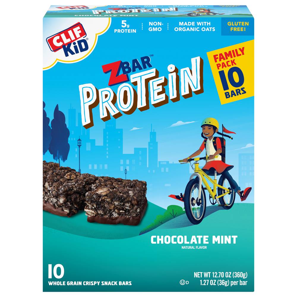 Clif Zbar Protein Snack Bars, Chocolate-Mint (1.27 oz, 10 ct)