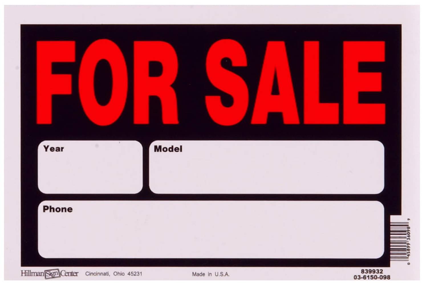 Hillman Automobile For Sale Sign