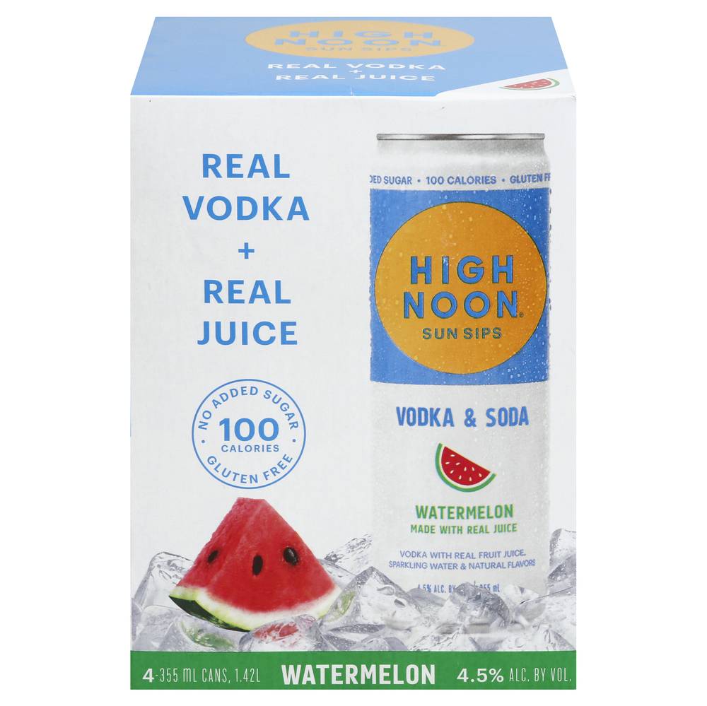 High Noon Sun Sips Vodka Hard Seltzer, Watermelon (4 x 12 fl oz)