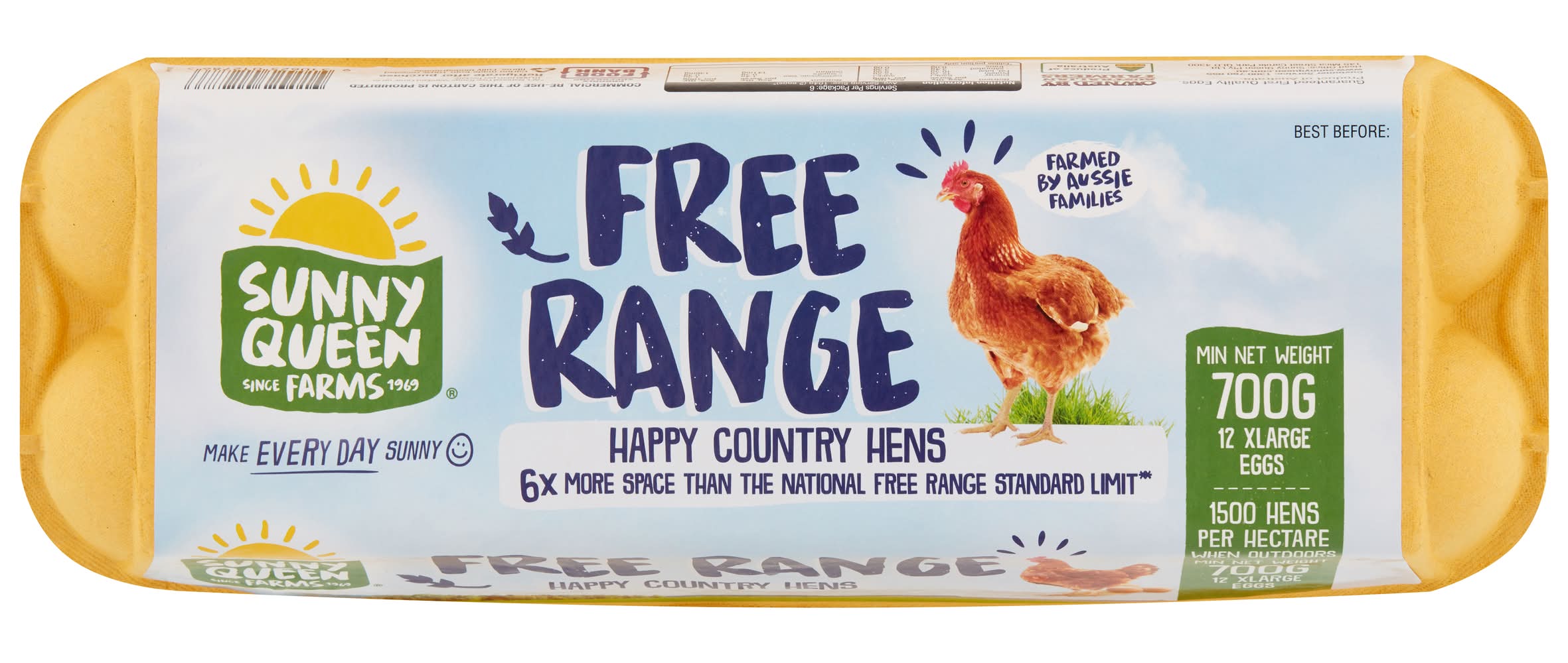 Sunny Queen Farms Free Range Eggs, XL (700g, 12 pack)