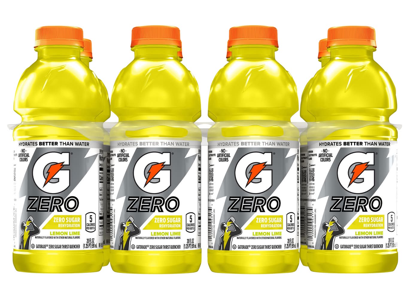 Gatorade Zero Sugar Thirst Quencher Sports Drink, Lemon Lime (8 x 20 fl oz)