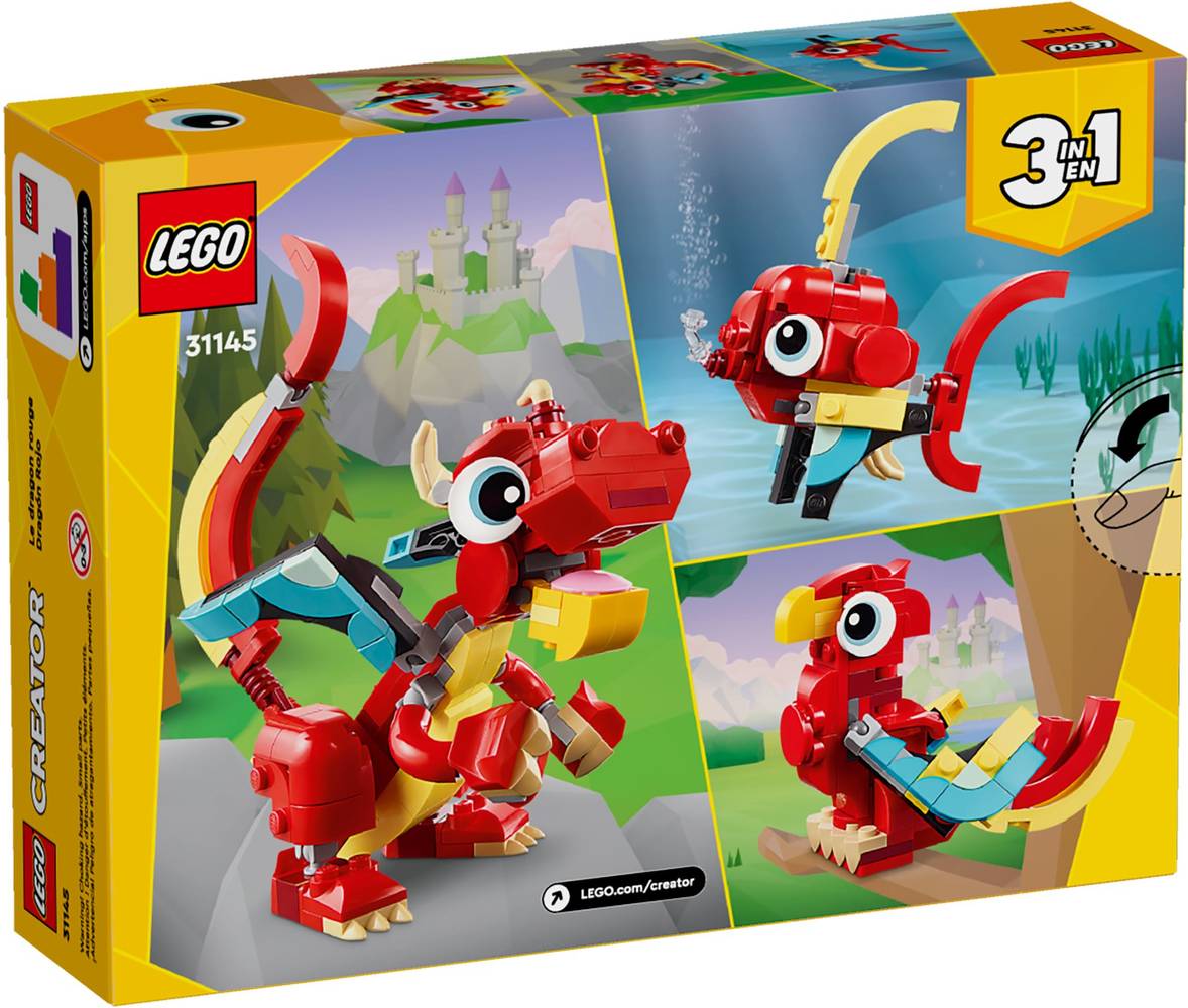 LEGO Creator 3-in-1 Red Dragon Toy Set For Kids (149 ct)