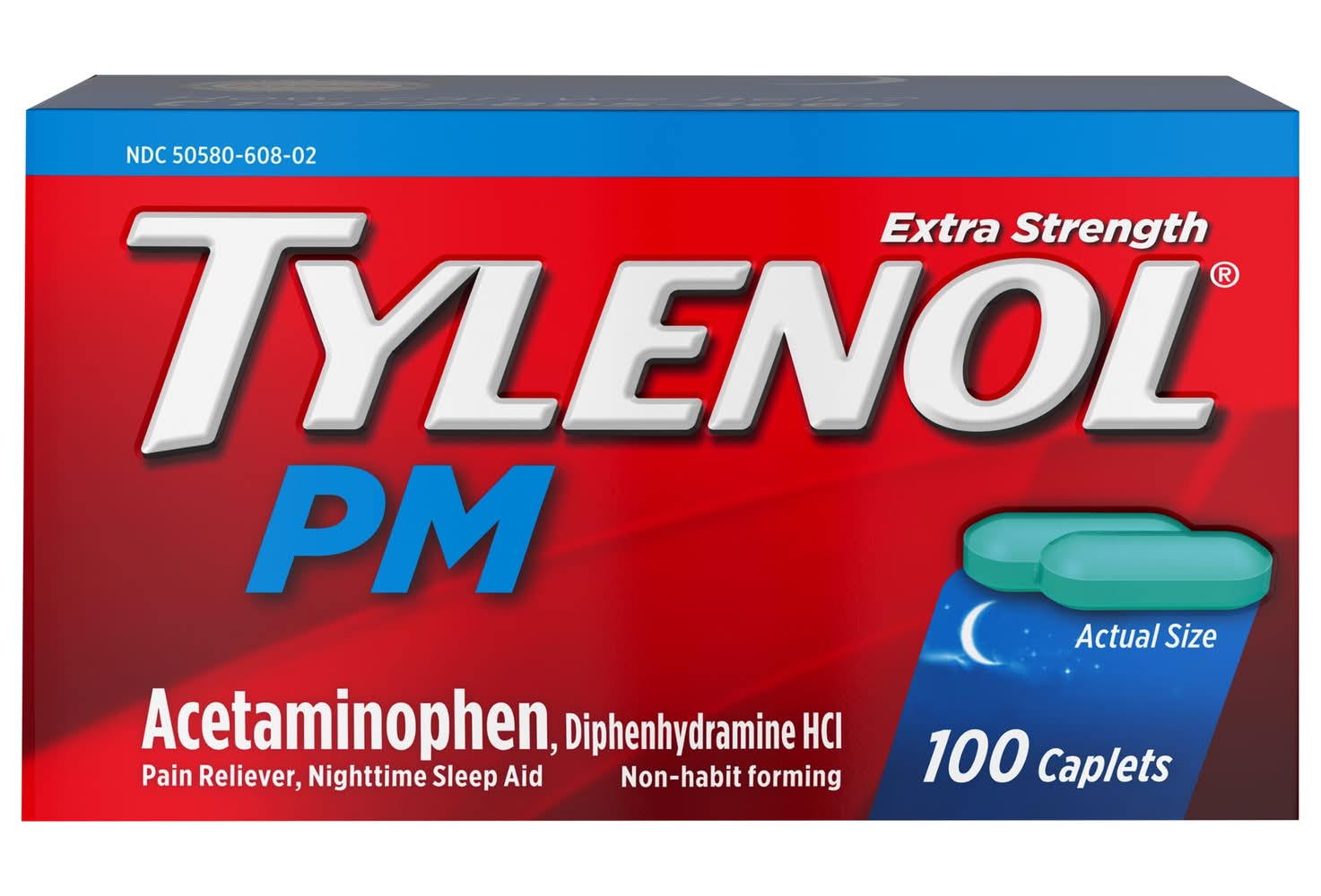Tylenol Pm Extra Strength Pain Reliever & Nighttime Sleep Aid Caplets (100 ct)