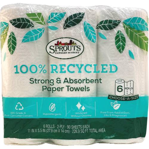 Sprouts 100% Recycled Paper Towels 6 Pack