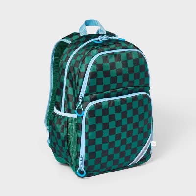 Cat & Jack Kids' Everyday Classic Checked Backpack, 17 in, Green