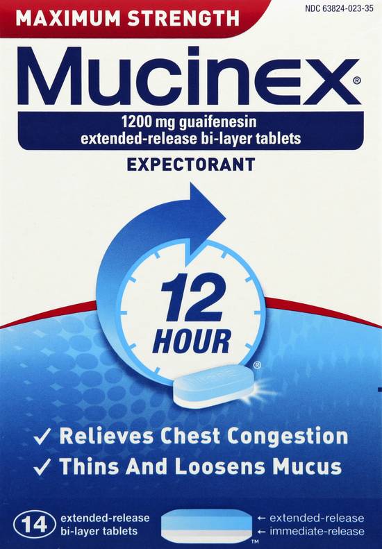 Mucinex Expectorant Guaifenesin 1200 mg Tablets (14 ct)