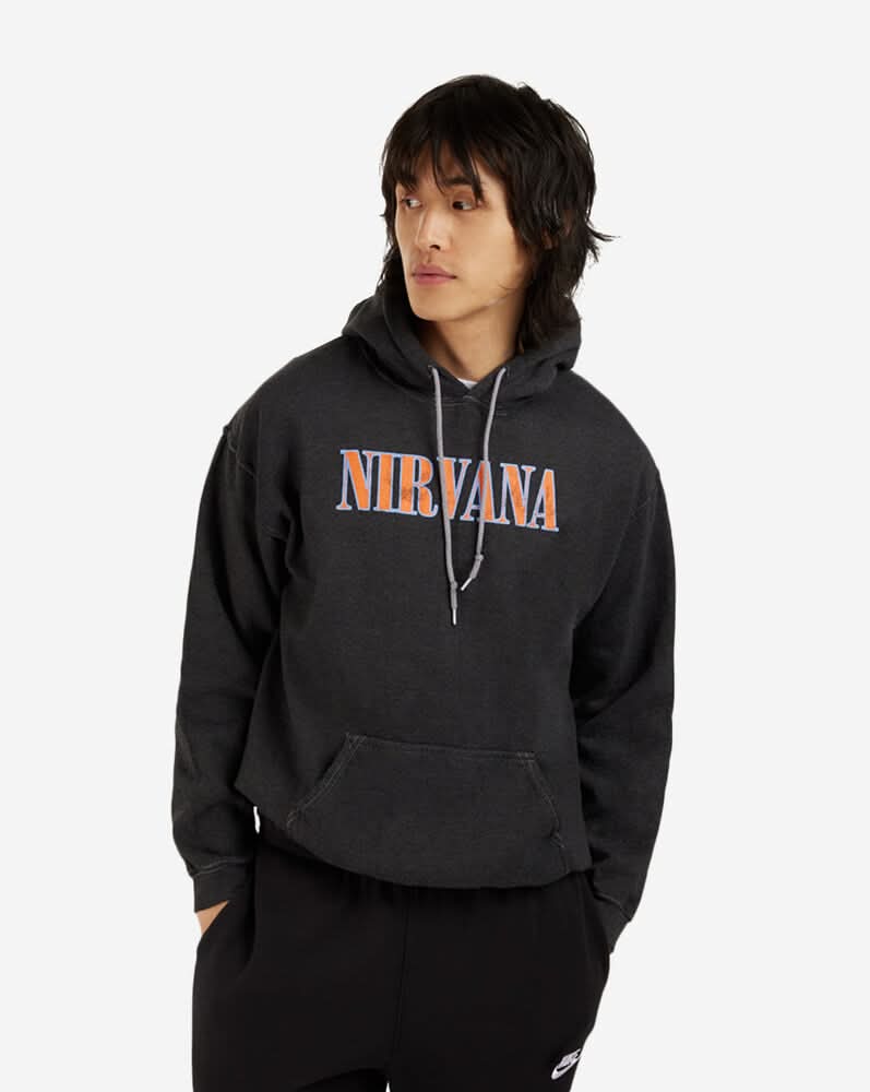 Graphic Hoodie Nirvana Angel On Back Hoodie (Black - S)