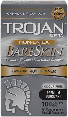 Trojan Supra Bareskin Non-Latex Lubricated Condoms, 10-count (10 bareskin non-latex condoms)