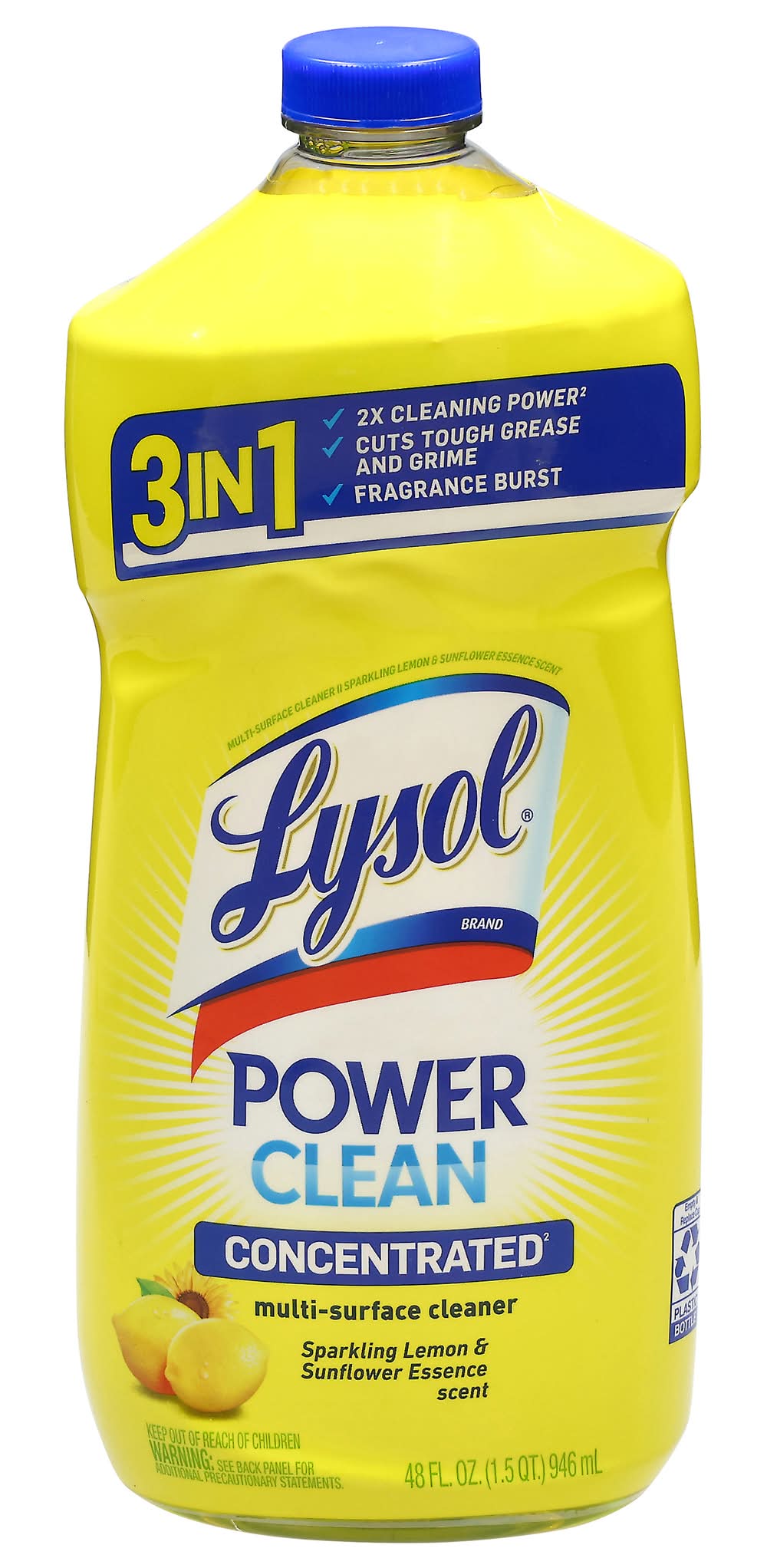 Lysol Power Clean Sparkling Lemon & Sunflower Essence Scent Multi-Surface Cleaner (48 fl oz)