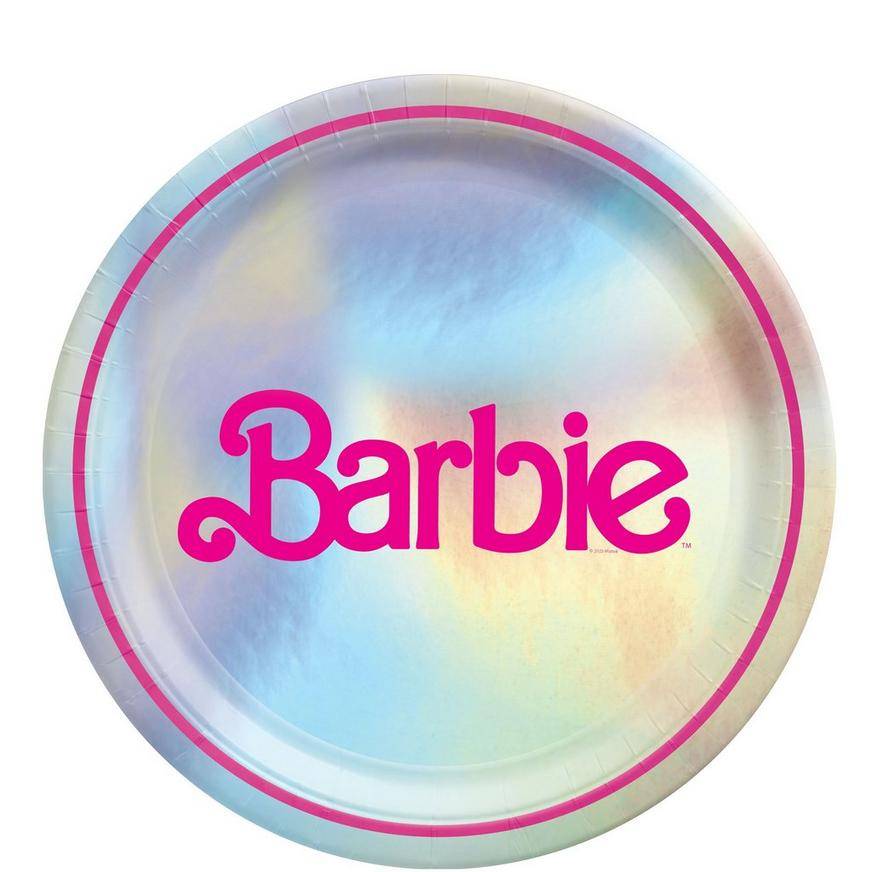 Party City Metallic Malibu Barbie Paper Lunch Plates, Hot Pink (8 ct)