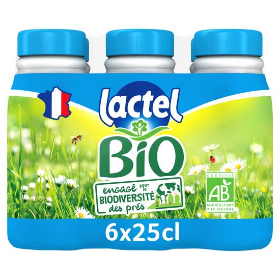 Lactel - Lait bio demi-écrémé uht (6 pièces, 0.25 L)