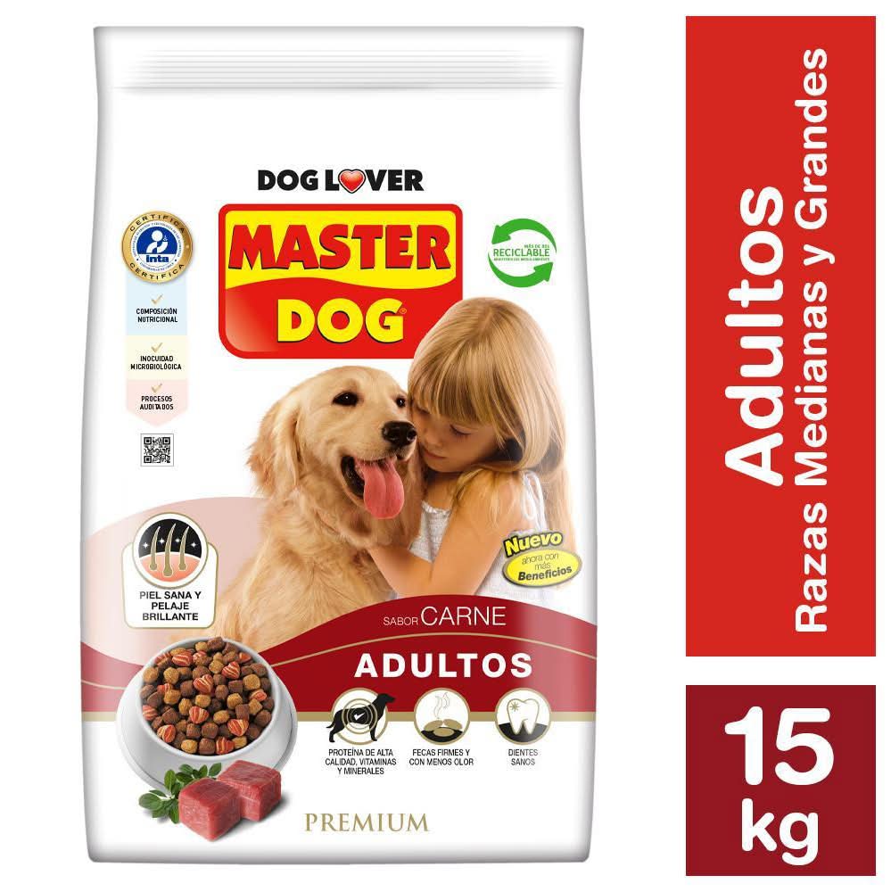 Master Dog · Alimento para perros premium - Carne - Adultos-Razas Medianas-Grande (15 kg)