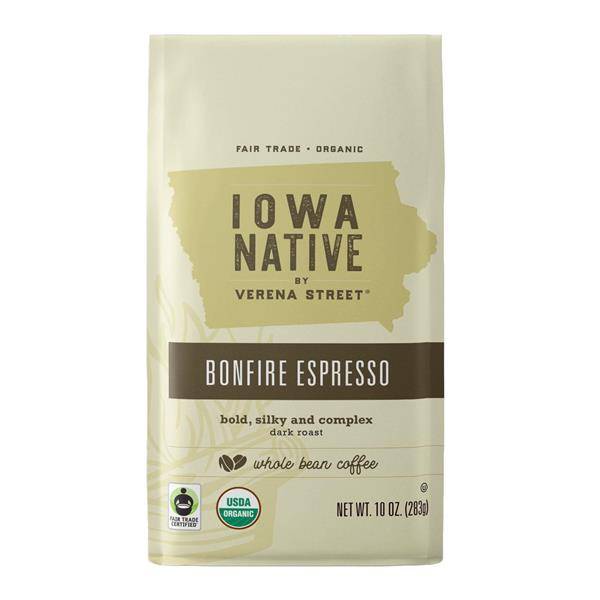 Iowa Native Bonfire Espresso Organic Whole Bean Coffee