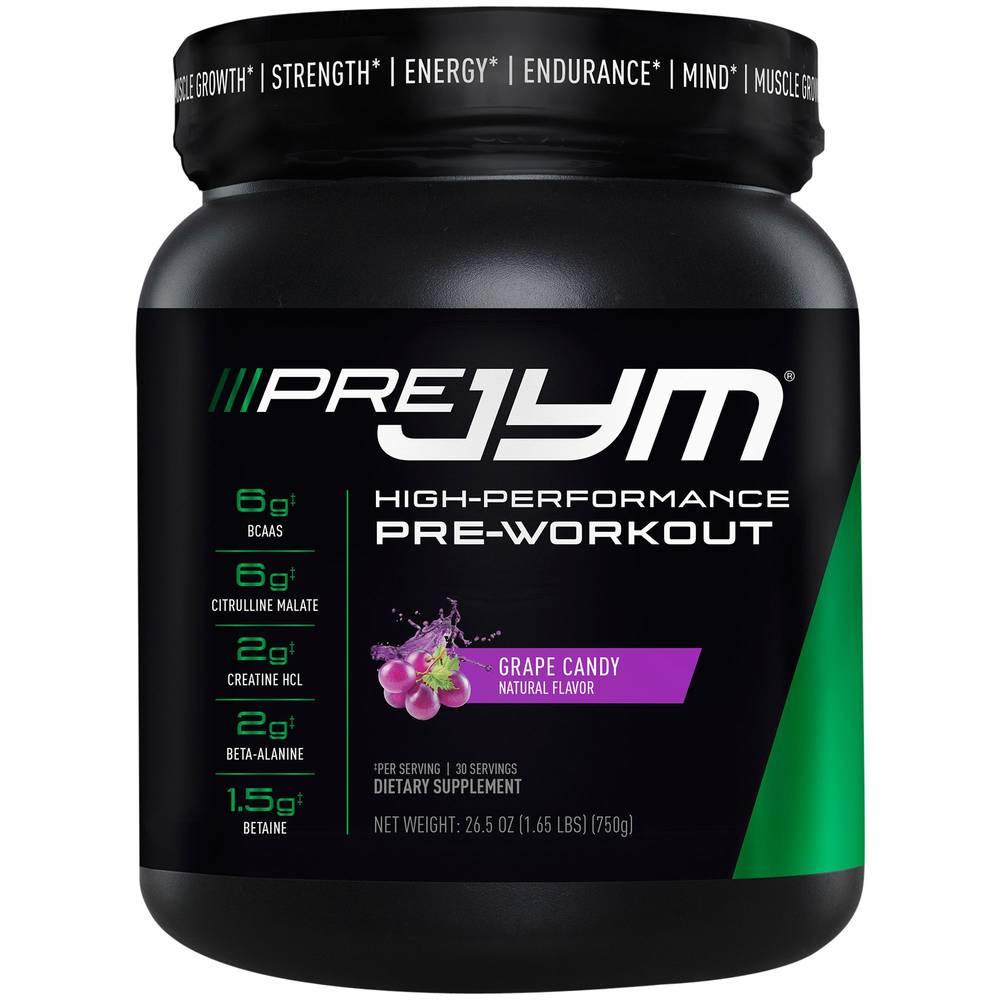 JYM Supplement Science Pre Jym Workout Powder, Grape Candy (26.5 oz)