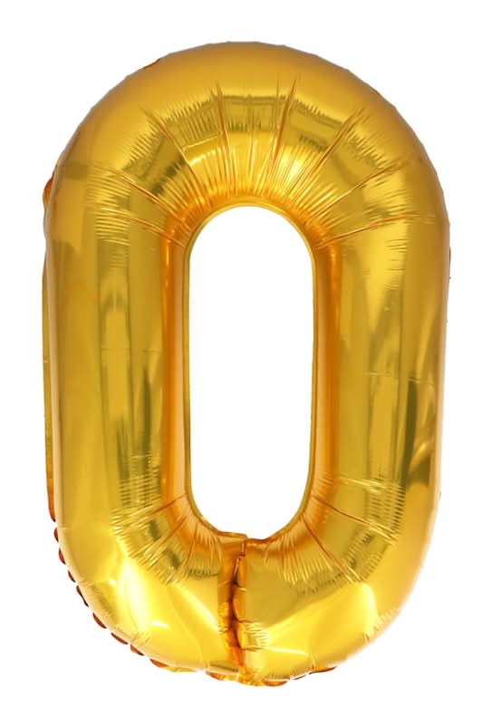 Kaleidoscope Foil Number 0 Balloons, 14 in, Gold