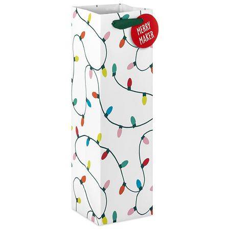 Hallmark Holiday Wine Gift Bag (Christmas Lights on White) - 1.0 ea