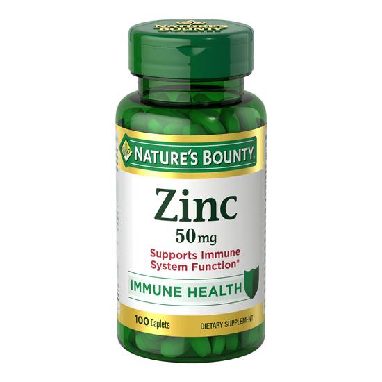 Nature's Bounty Zinc Immune Health Caplets, 50 mg, 100 CT