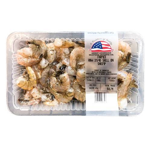 Farmed Shell On Raw Shrimp 31/40 (approx 1 lb)