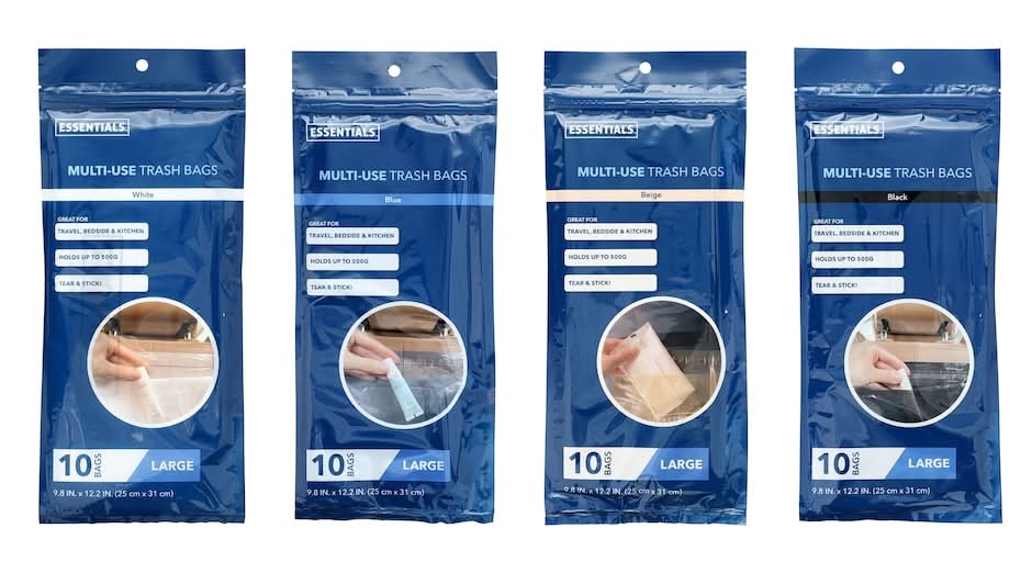 Essentials Assorted Mult-Use Tear and Stick Trash Bags, 10-ct. Packs