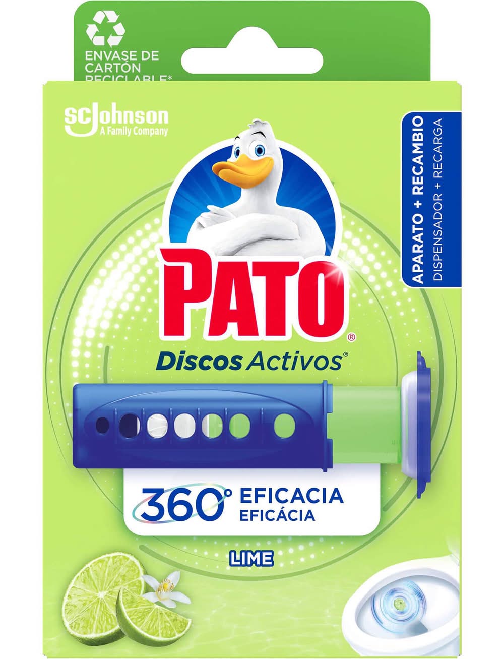 Discos Sanitários Ativos Gel Dispensador + Recargas Lima Pato (6 doses)