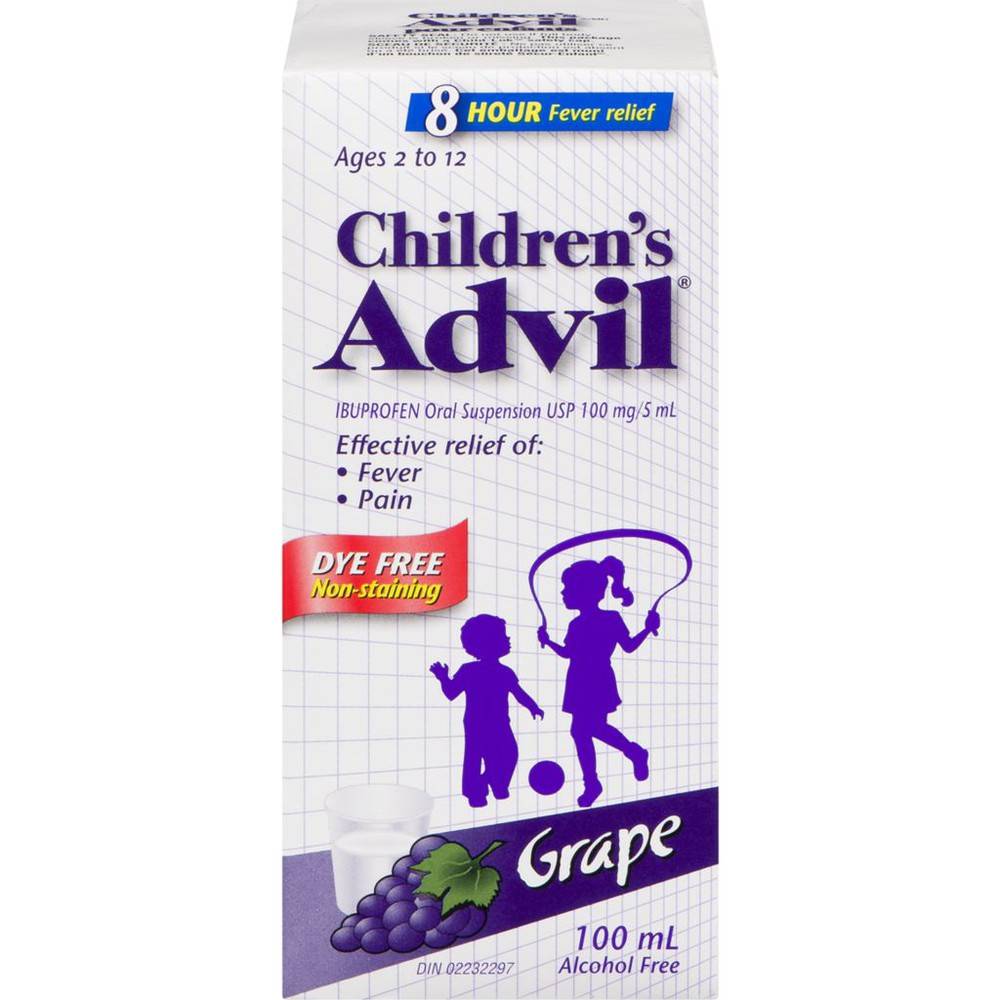 Advil Children's Ibuprofen Oral Suspension Liquid, Grape (100 ml)